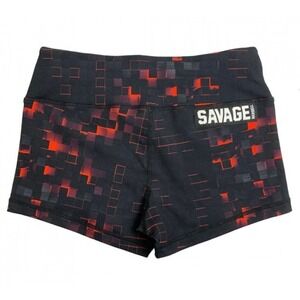 Savage Barbell Booty Shorts, Ember, Size XS (0-2), Black & Red, Crossfit, Gym